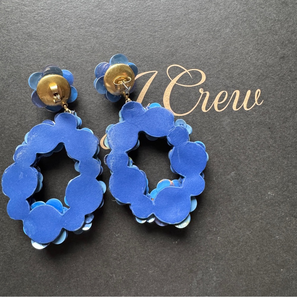 🌱 J. Crew Leather backed sequin petal earrings - Picture 6 of 8
